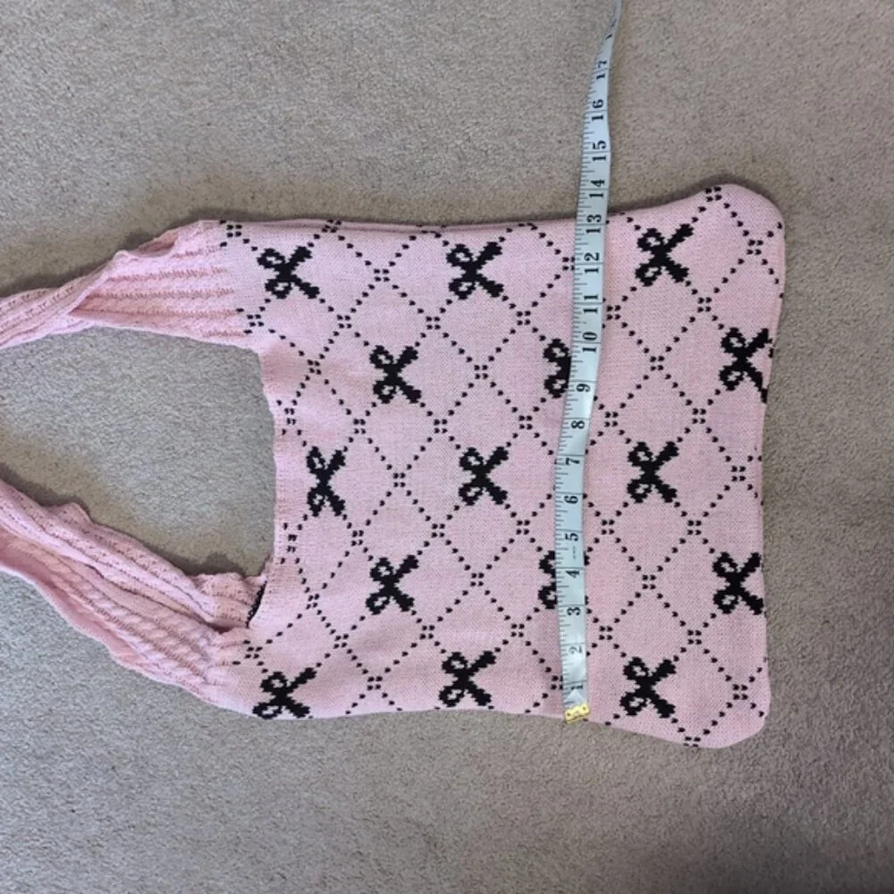 NWT Boutique Barbie Coquette Lolita Cosplay Bow Ribbon Knit Tote Bag - Picture 4 of 5